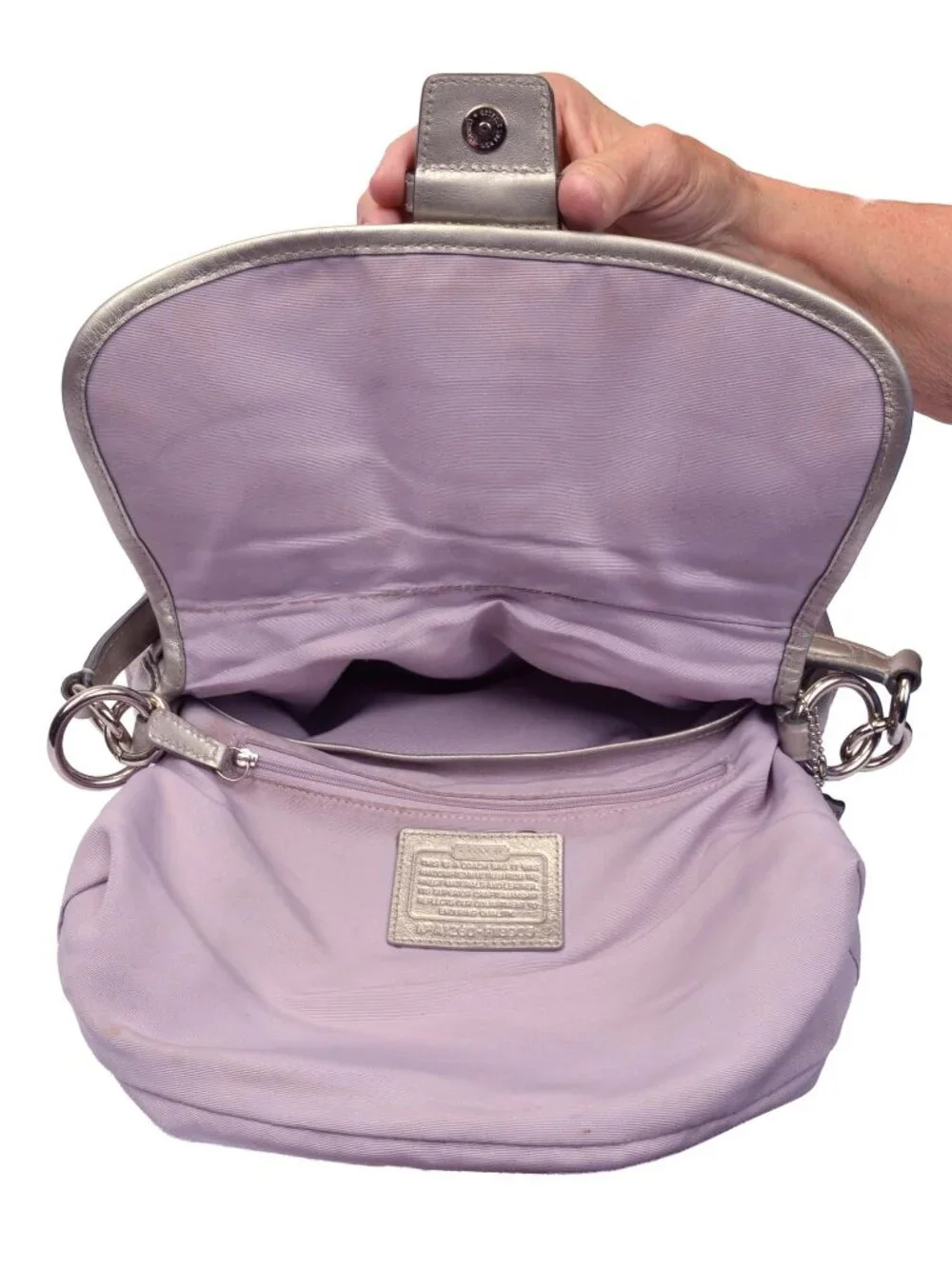 Authentic COACH SOHO #F18905 Silver Metallic Shoulder Bag (Hangtag Added) - Picture 3 of 11